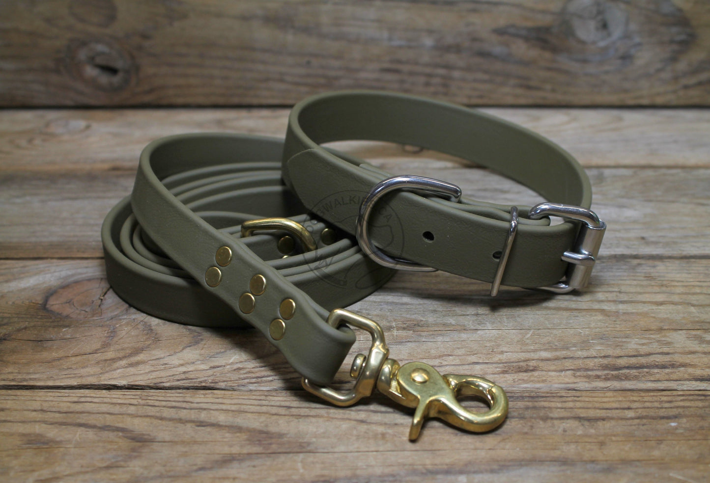 Olive Green Biothane Dog Collar - 1 inch (25mm) wide