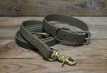 Olive Green Biothane Dog Collar - 1 inch (25mm) wide