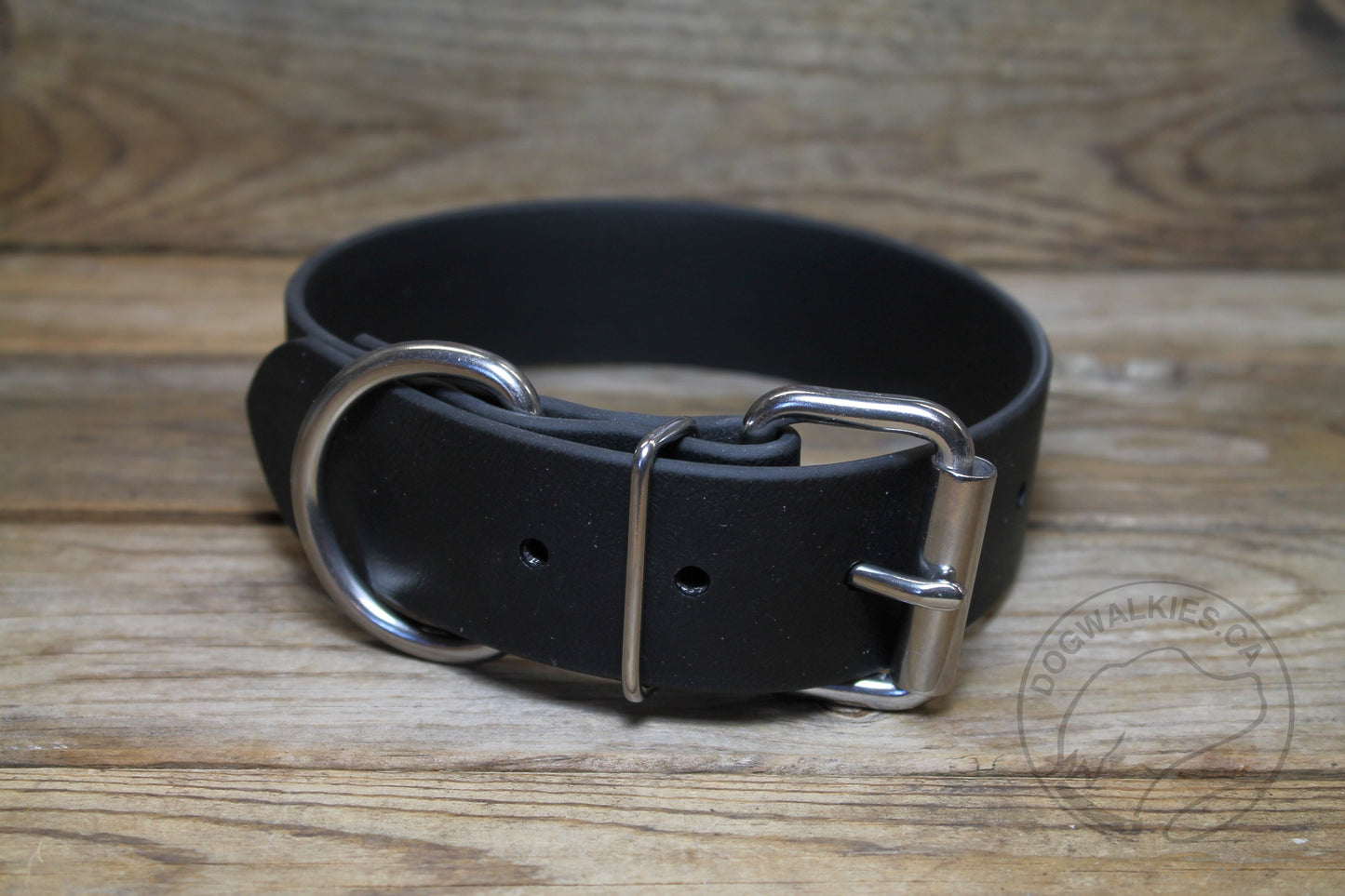 Jet Black Biothane Dog Collar - Extra Wide - 1.5 inch (38mm) wide