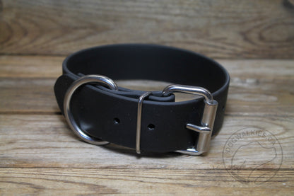 Jet Black Biothane Dog Collar - Extra Wide - 1.5 inch (38mm) wide