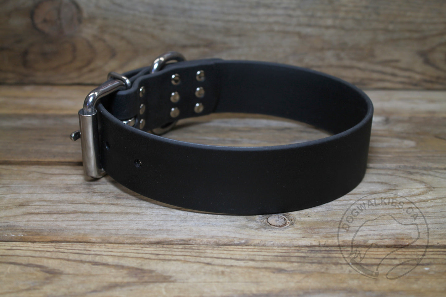 Jet Black Biothane Dog Collar - Extra Wide - 1.5 inch (38mm) wide