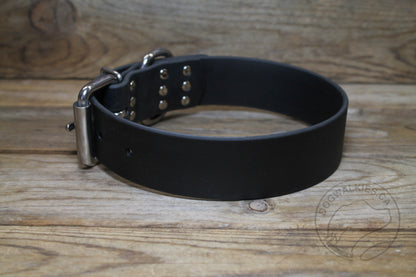 Jet Black Biothane Dog Collar - Extra Wide - 1.5 inch (38mm) wide