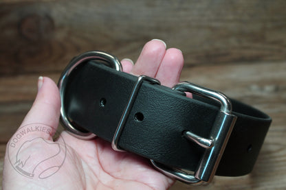 Jet Black Biothane Dog Collar - Extra Wide - 1.5 inch (38mm) wide
