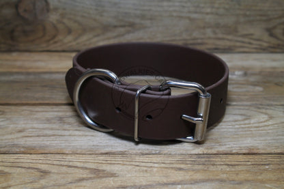 Dark Chocolate Brown Biothane Dog Collar - Extra Wide - 1.5 inch (38mm) wide