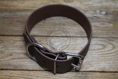 Dark Chocolate Brown Biothane Dog Collar - Extra Wide - 1.5 inch (38mm) wide