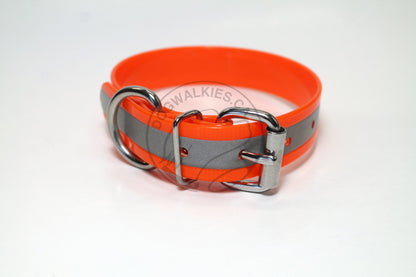 Reflective Genuine Biothane Dog Collar - 1 inch (25mm) wide - all colours