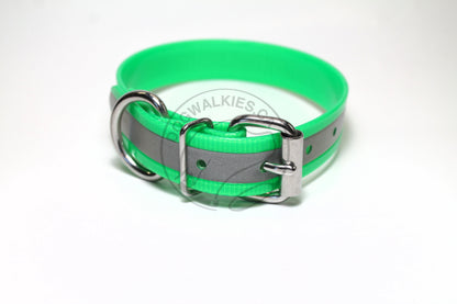 Reflective Genuine Biothane Dog Collar - 1 inch (25mm) wide - all colours