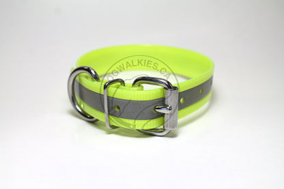 Reflective Genuine Biothane Dog Collar - 1 inch (25mm) wide - all colours