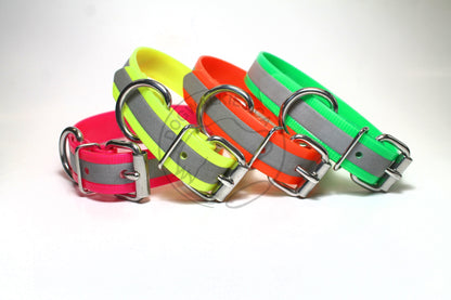 Reflective Genuine Biothane Dog Collar - 1 inch (25mm) wide - all colours