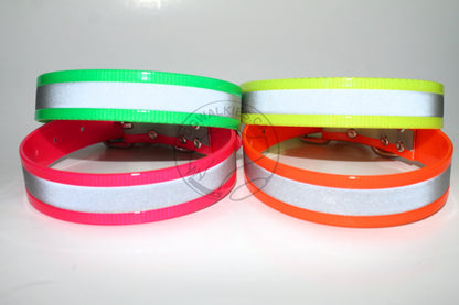 Reflective Genuine Biothane Dog Collar - 1 inch (25mm) wide - all colours