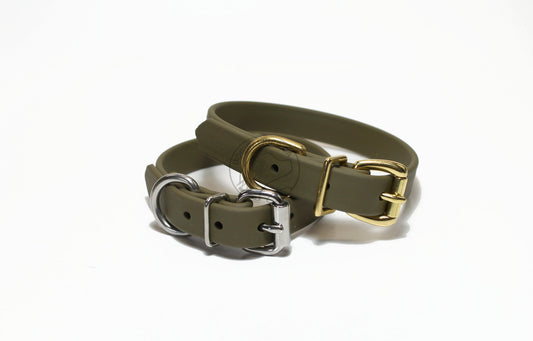 Olive Green Biothane Dog Collar - 3/4" (20mm) wide
