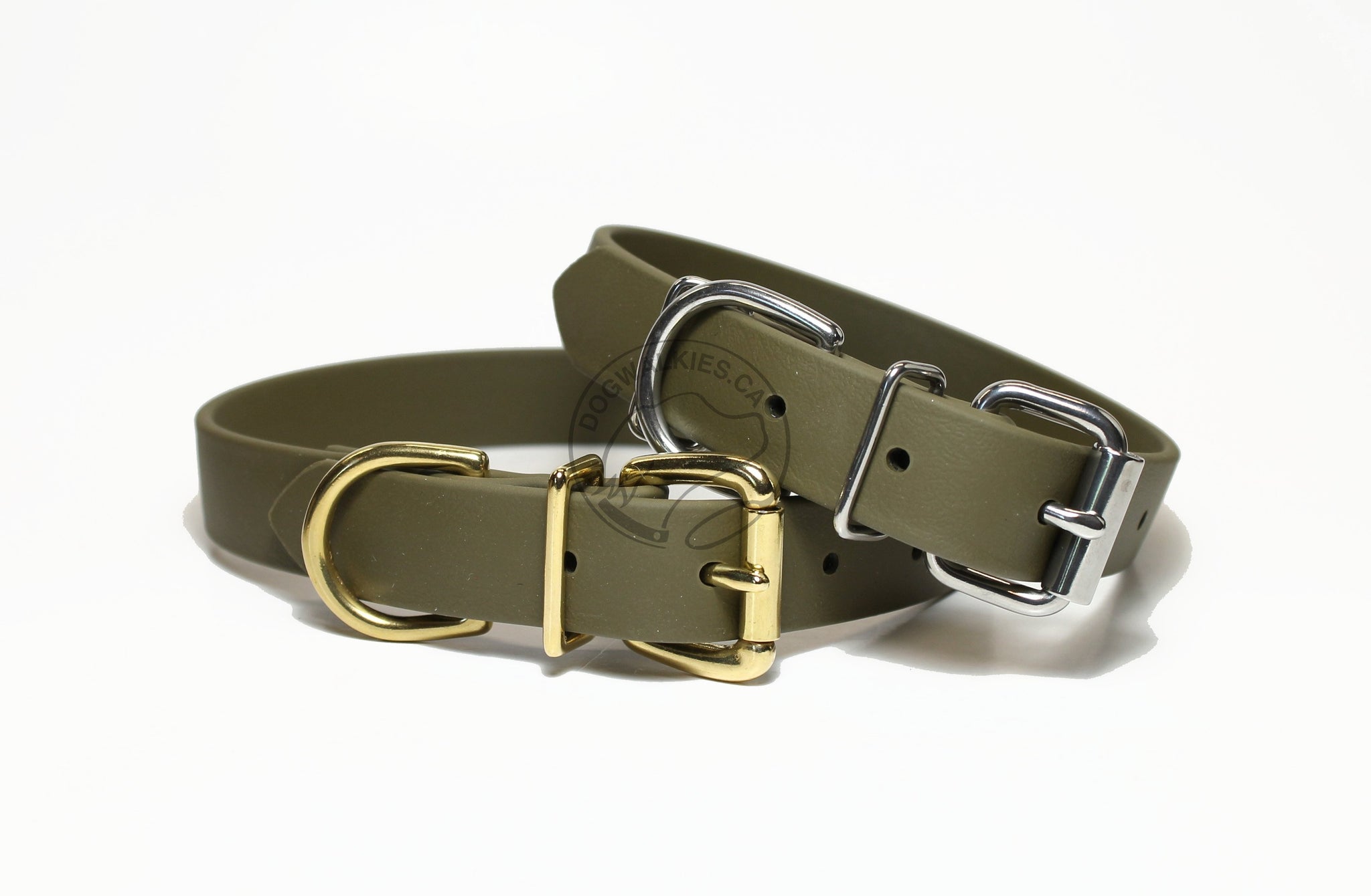 Olive Green Biothane Dog Collar - 1 inch (25mm) wide