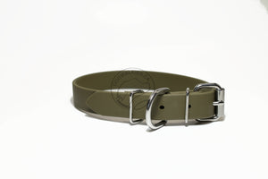 Olive Green Biothane Dog Collar - 1 inch (25mm) wide