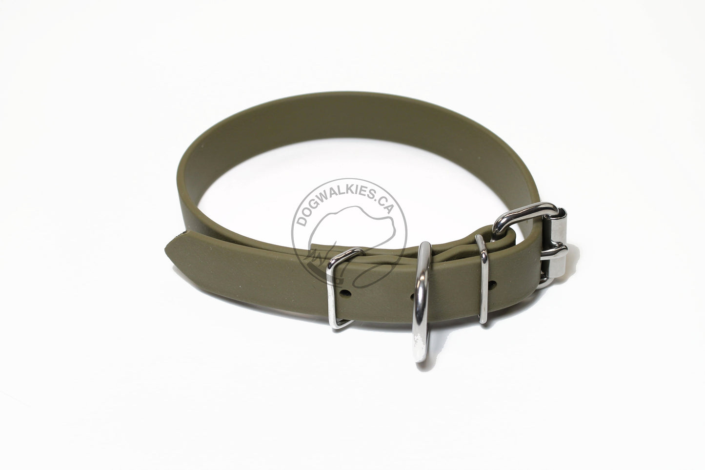 Olive Green Biothane Dog Collar - 1 inch (25mm) wide