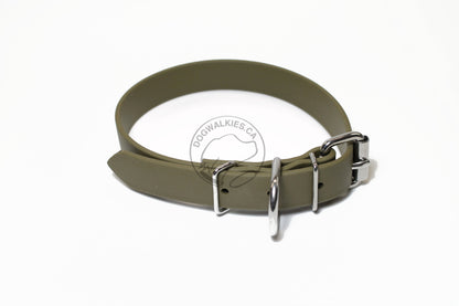 Olive Green Biothane Dog Collar - 1 inch (25mm) wide