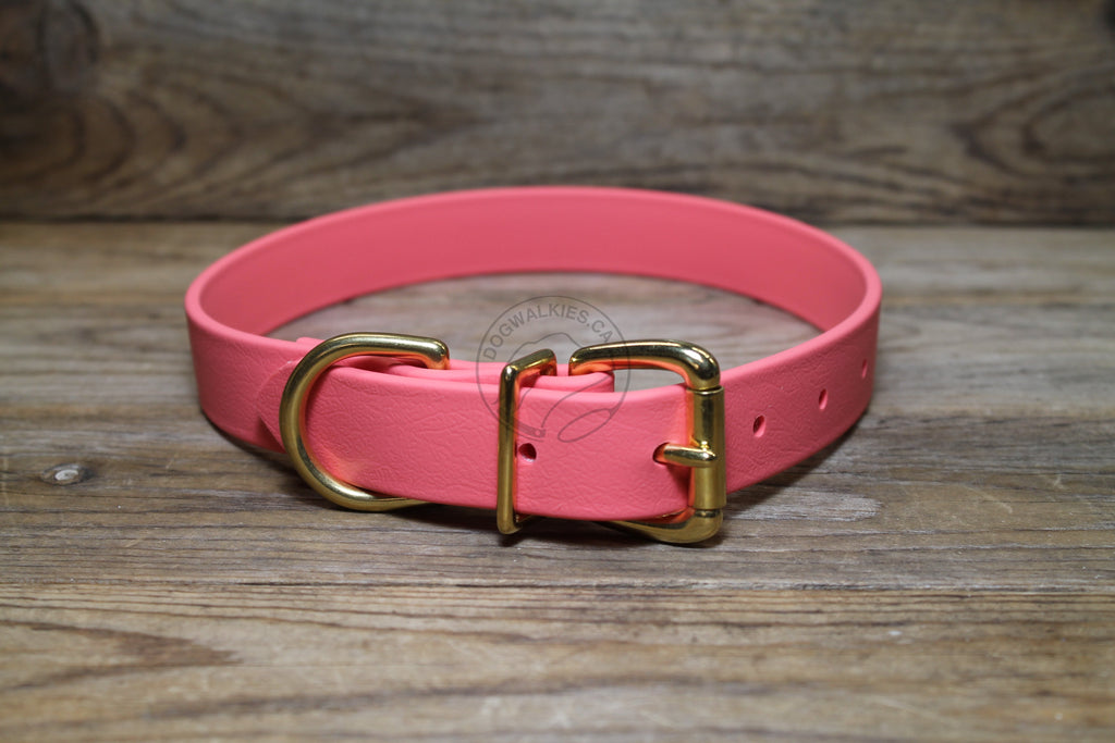 Peach Coral Biothane Dog Collar - 1 inch (25mm) wide