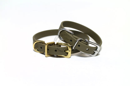 Olive Green Biothane Small Dog Collar - 1/2" (12mm) wide