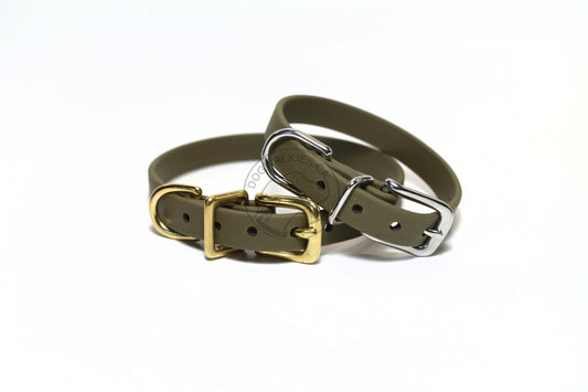 Olive Green Biothane Small Dog Collar - 1/2" (12mm) wide