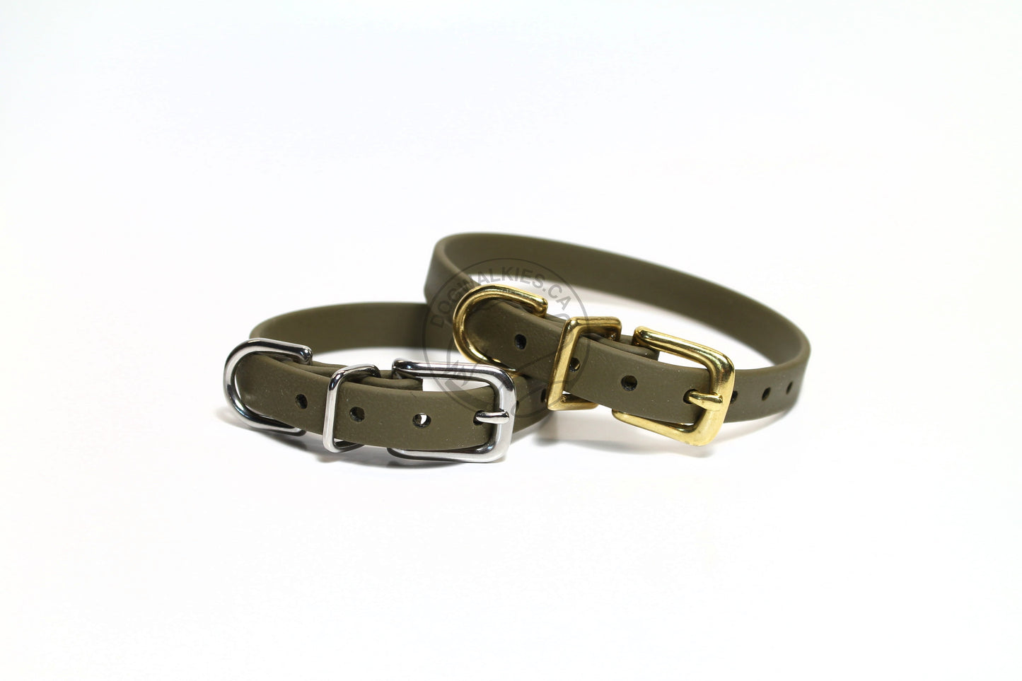 Olive Green Biothane Small Dog Collar - 1/2" (12mm) wide