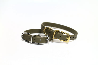 Olive Green Biothane Small Dog Collar - 1/2" (12mm) wide