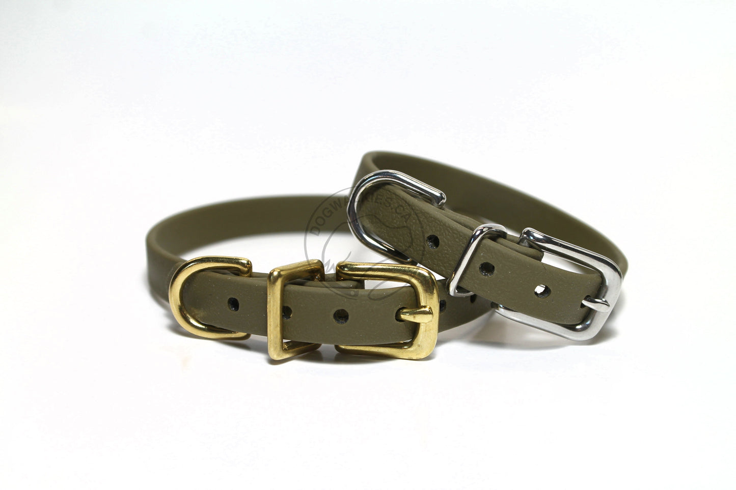 Olive Green Biothane Small Dog Collar - 1/2" (12mm) wide