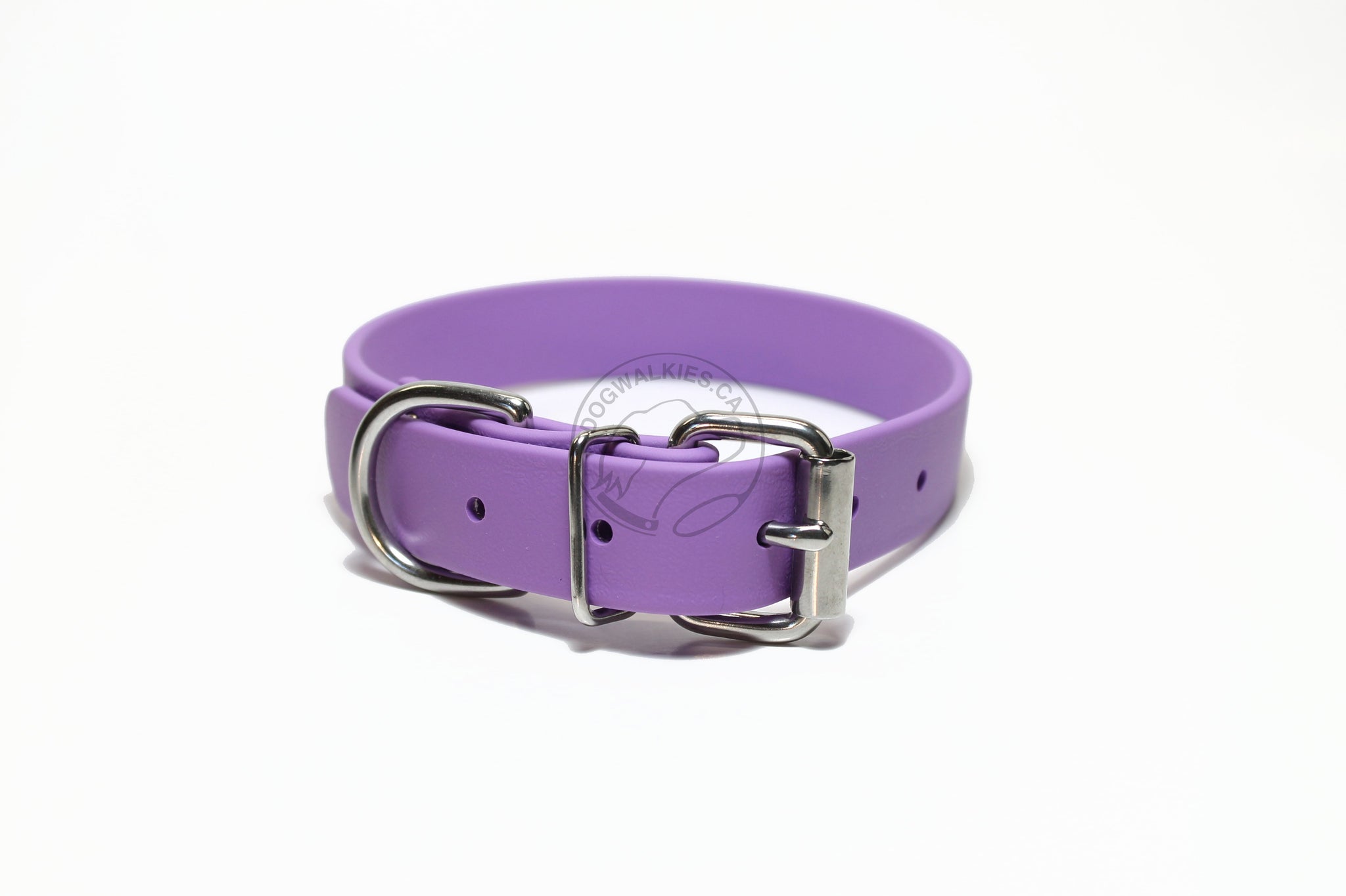 Handmade Amethyst Purple Dog Collar with Biothane Coated Webbing - Vegan, Waterproof, Custom Sized - Stainless Steel Hardware - Lilac and Orchid purple Accents