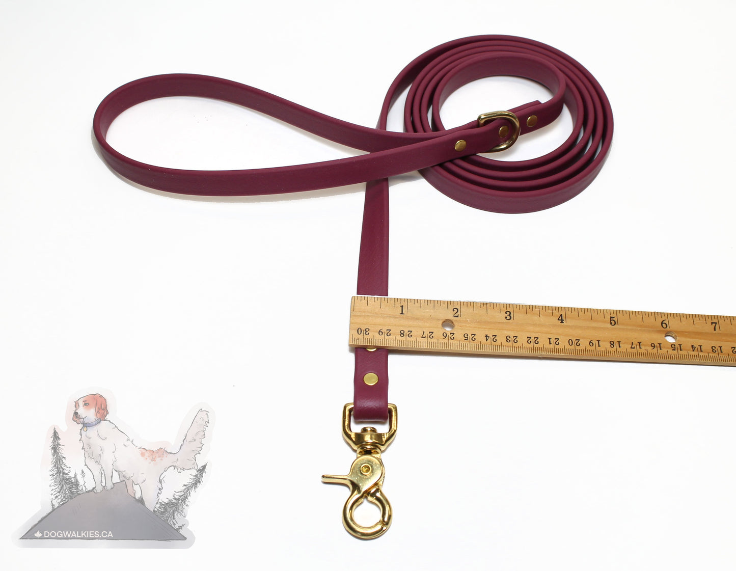 Wine Merlot Biothane Dog Leash - Regular 16mm (5/8") width