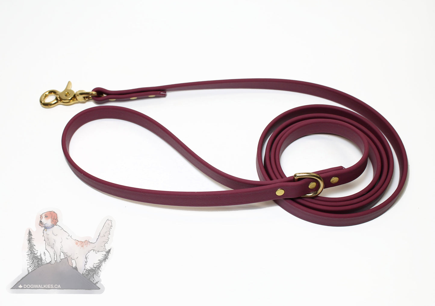 Wine Merlot Biothane Dog Leash - Regular 16mm (5/8") width