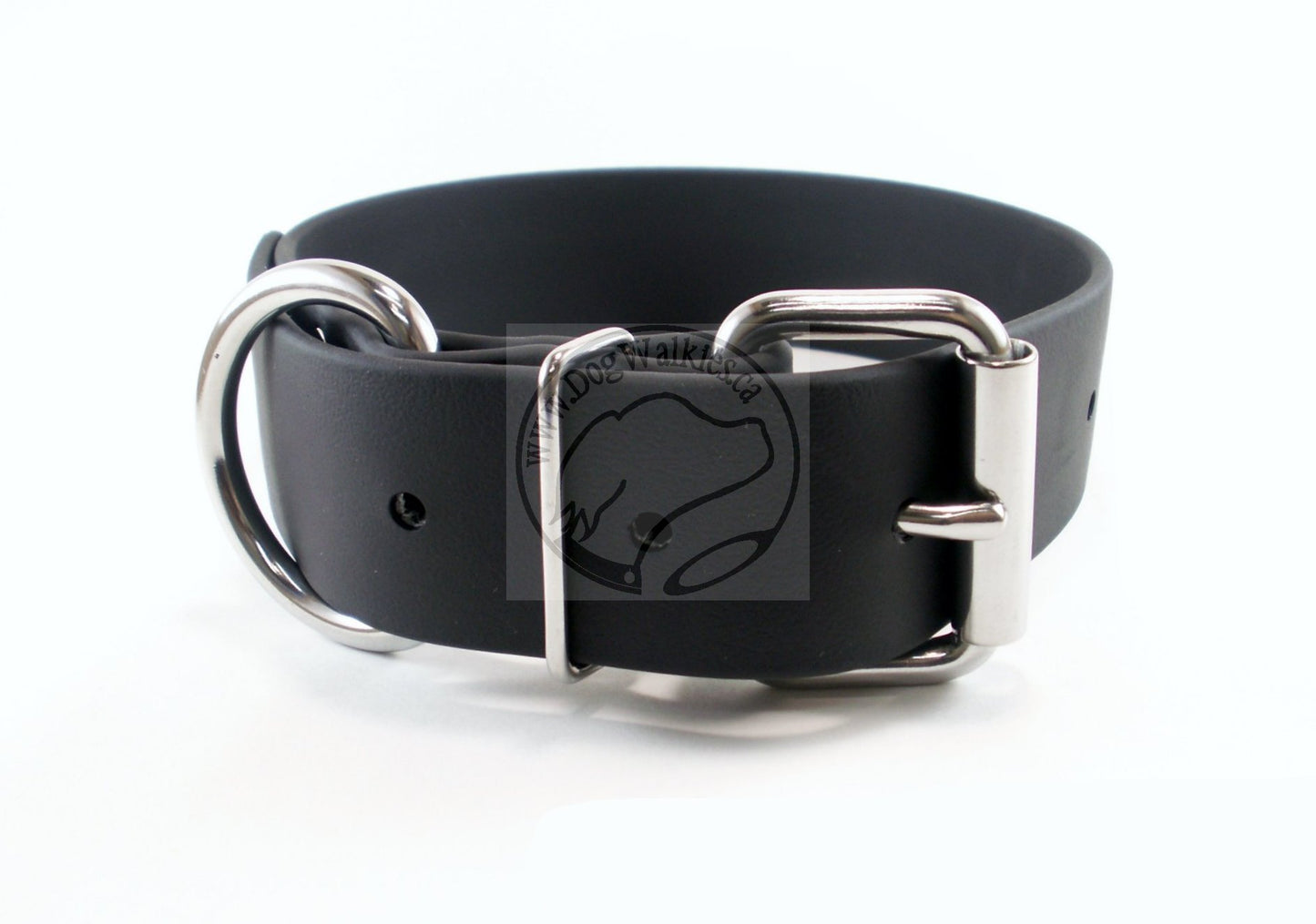 Jet Black Biothane Dog Collar - Extra Wide - 1.5 inch (38mm) wide