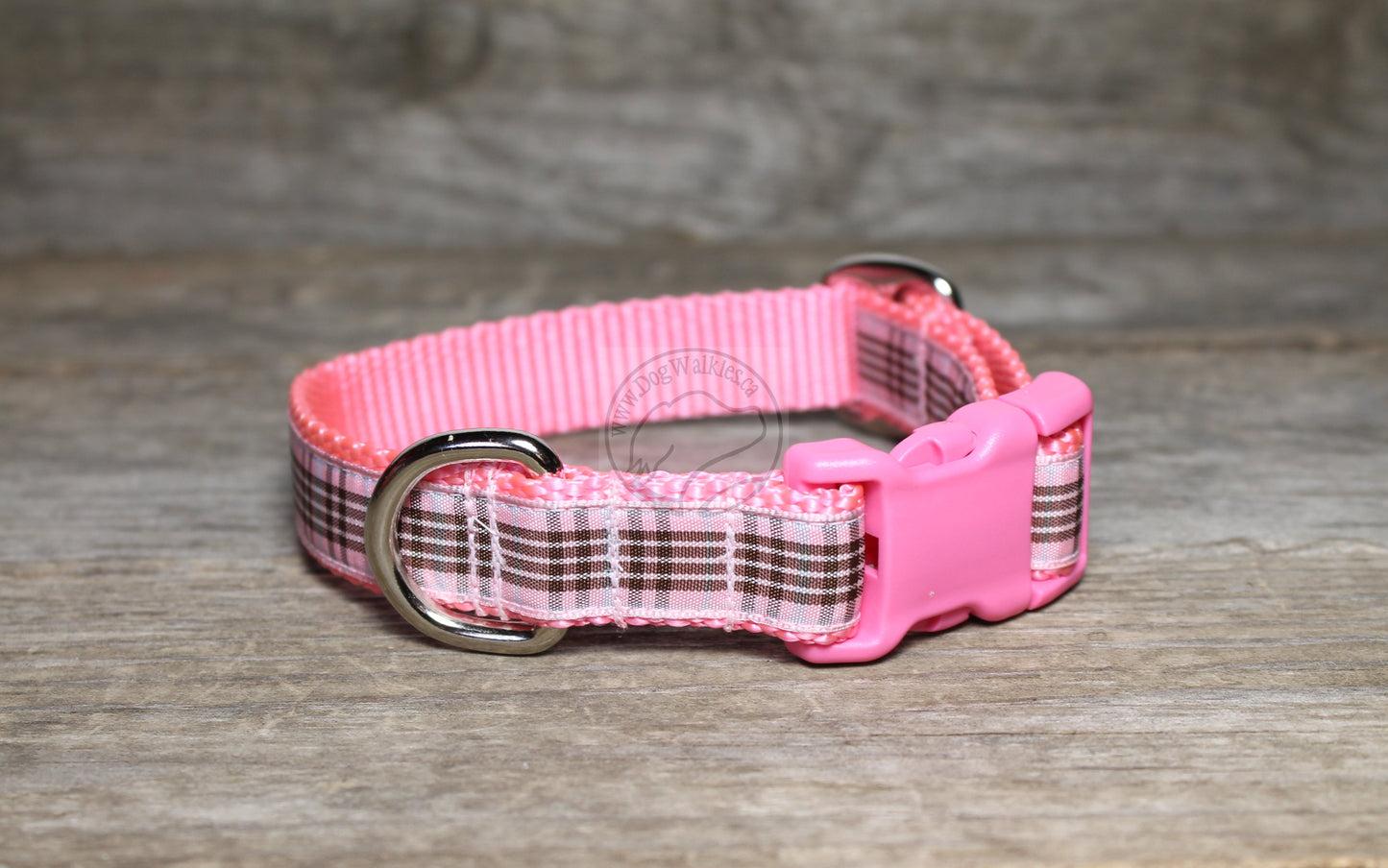 Raspberry tartan - dog collar