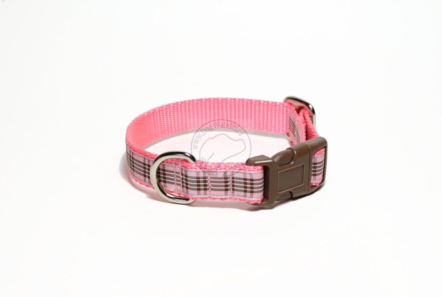 Raspberry tartan - dog collar
