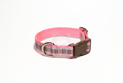 Raspberry tartan - dog collar
