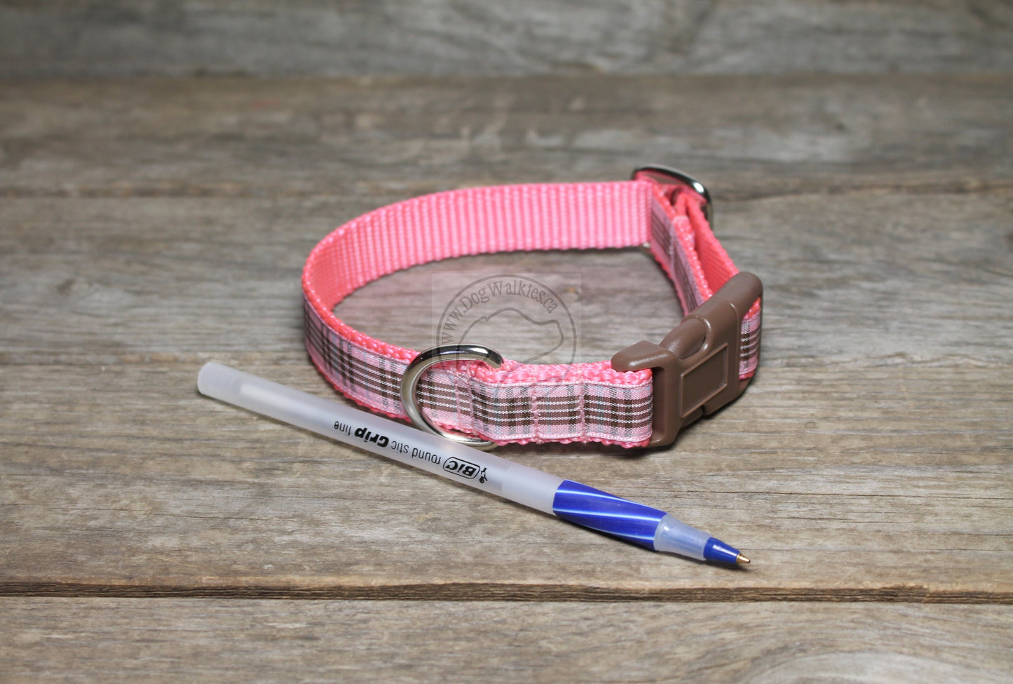 Raspberry tartan - dog collar