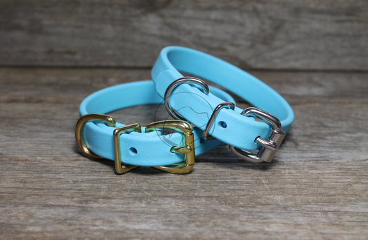 Frozen Blue Biothane Dog Collar - 5/8"(16mm) wide
