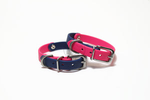 Biothane Thin Two Tone Bicolour Dog Collar - Waterproof -  1/2" (12mm) wide - smaller sizes