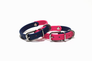 Biothane Thin Two Tone Bicolour Dog Collar - Waterproof -  1/2" (12mm) wide - smaller sizes