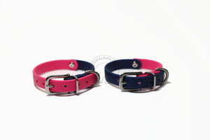 Biothane Thin Two Tone Bicolour Dog Collar - Waterproof -  1/2" (12mm) wide - smaller sizes