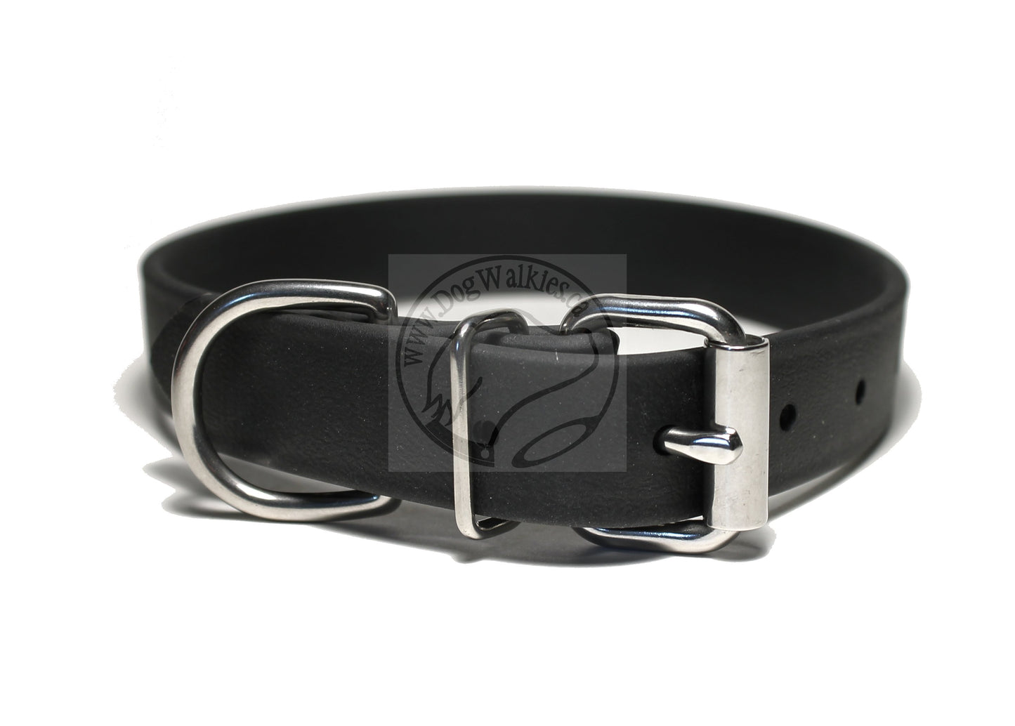 Jet Black Biothane Dog Collar - 1 inch (25mm) wide