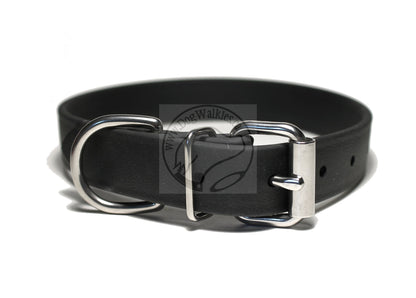 Jet Black Biothane Dog Collar - 1 inch (25mm) wide