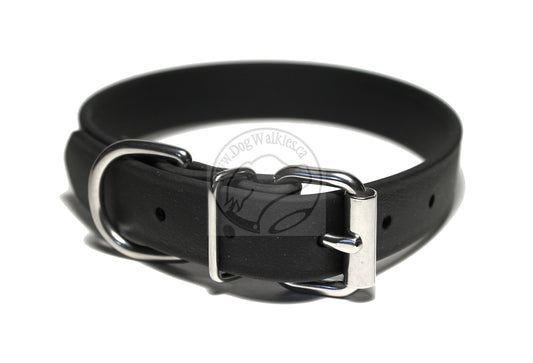 Jet Black Biothane Dog Collar - 1 inch (25mm) wide