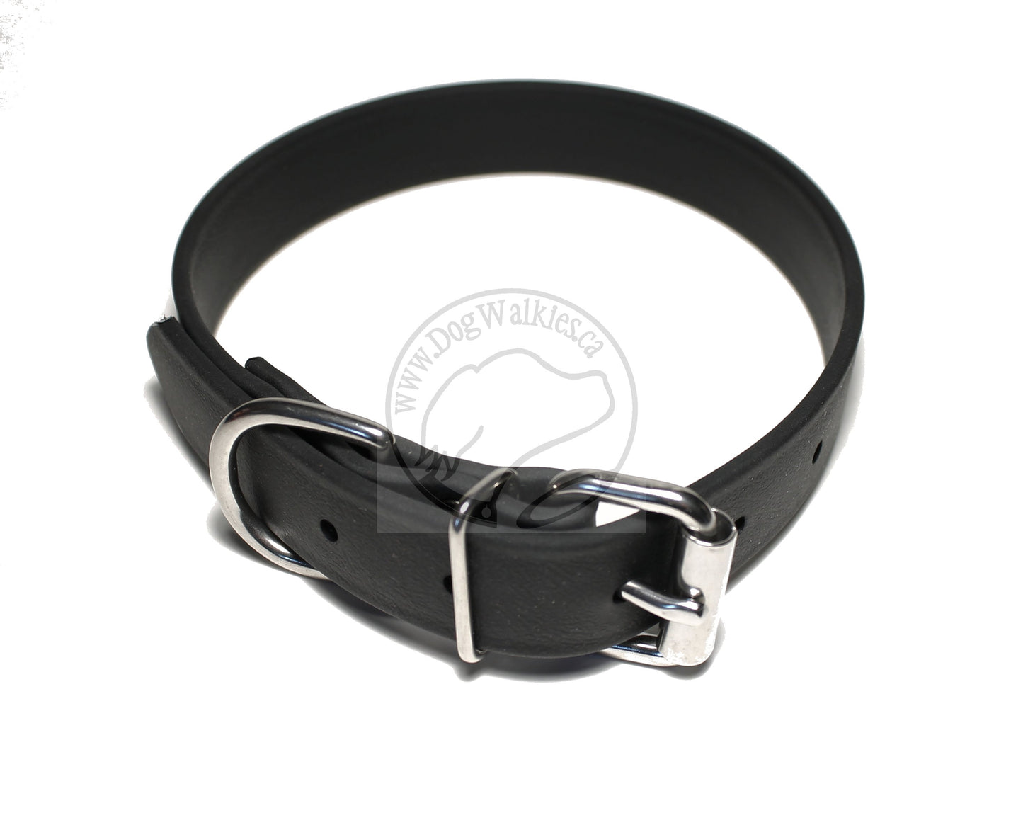 Jet Black Biothane Dog Collar - 1 inch (25mm) wide