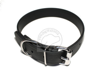 Jet Black Biothane Dog Collar - 1 inch (25mm) wide