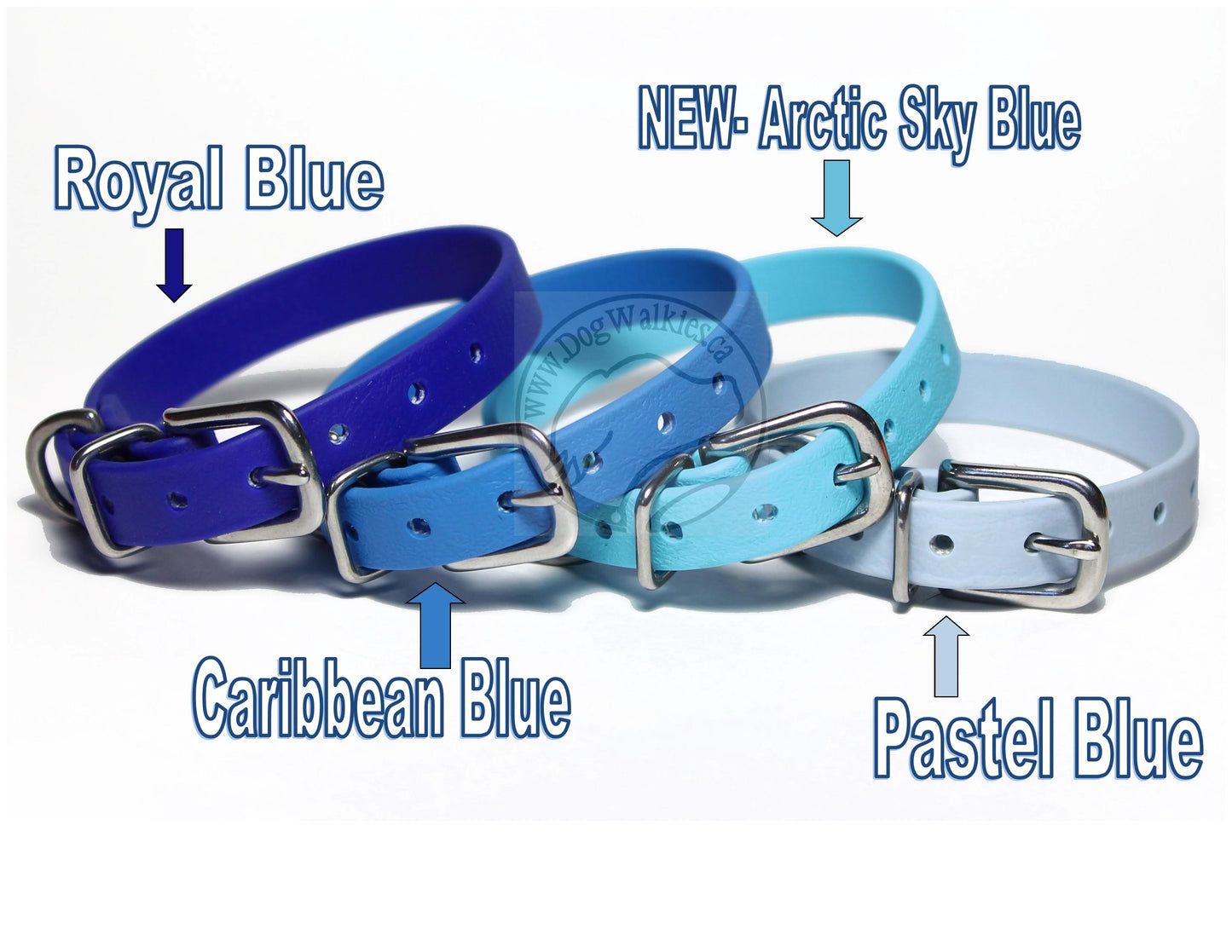 Frozen Blue Biothane Small Dog Collar - 1/2" (12mm) wide