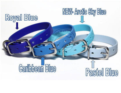 Frozen Blue Biothane Small Dog Collar - 1/2" (12mm) wide