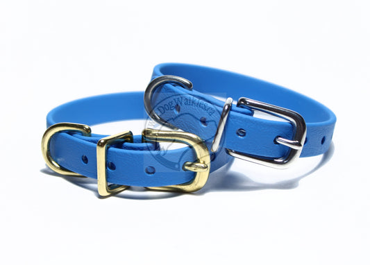 Caribbean Blue Biothane Small Dog Collar - 1/2" (12mm) wide