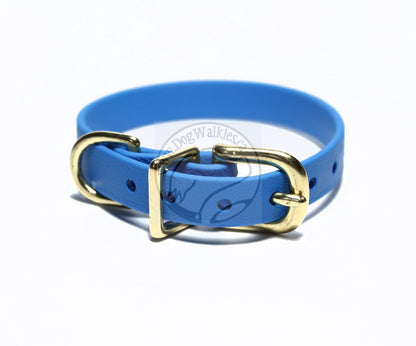 Caribbean Blue Biothane Small Dog Collar - 1/2" (12mm) wide