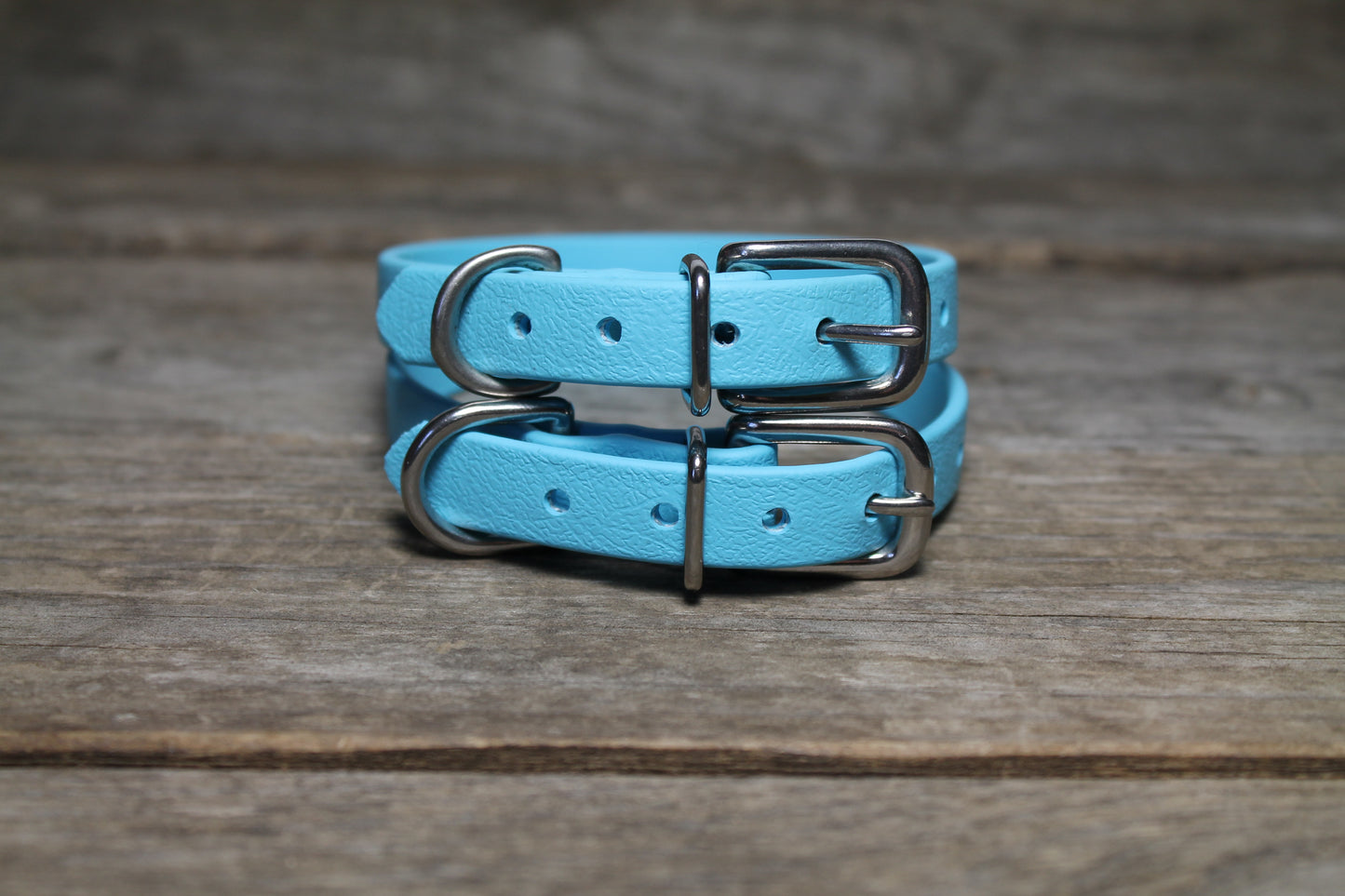 Frozen Blue Biothane Small Dog Collar - 1/2" (12mm) wide