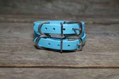 Frozen Blue Biothane Small Dog Collar - 1/2" (12mm) wide