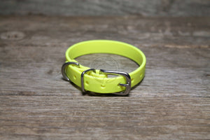 Neon Yellow Biothane Small Dog Collar - 1/2" (12mm) wide
