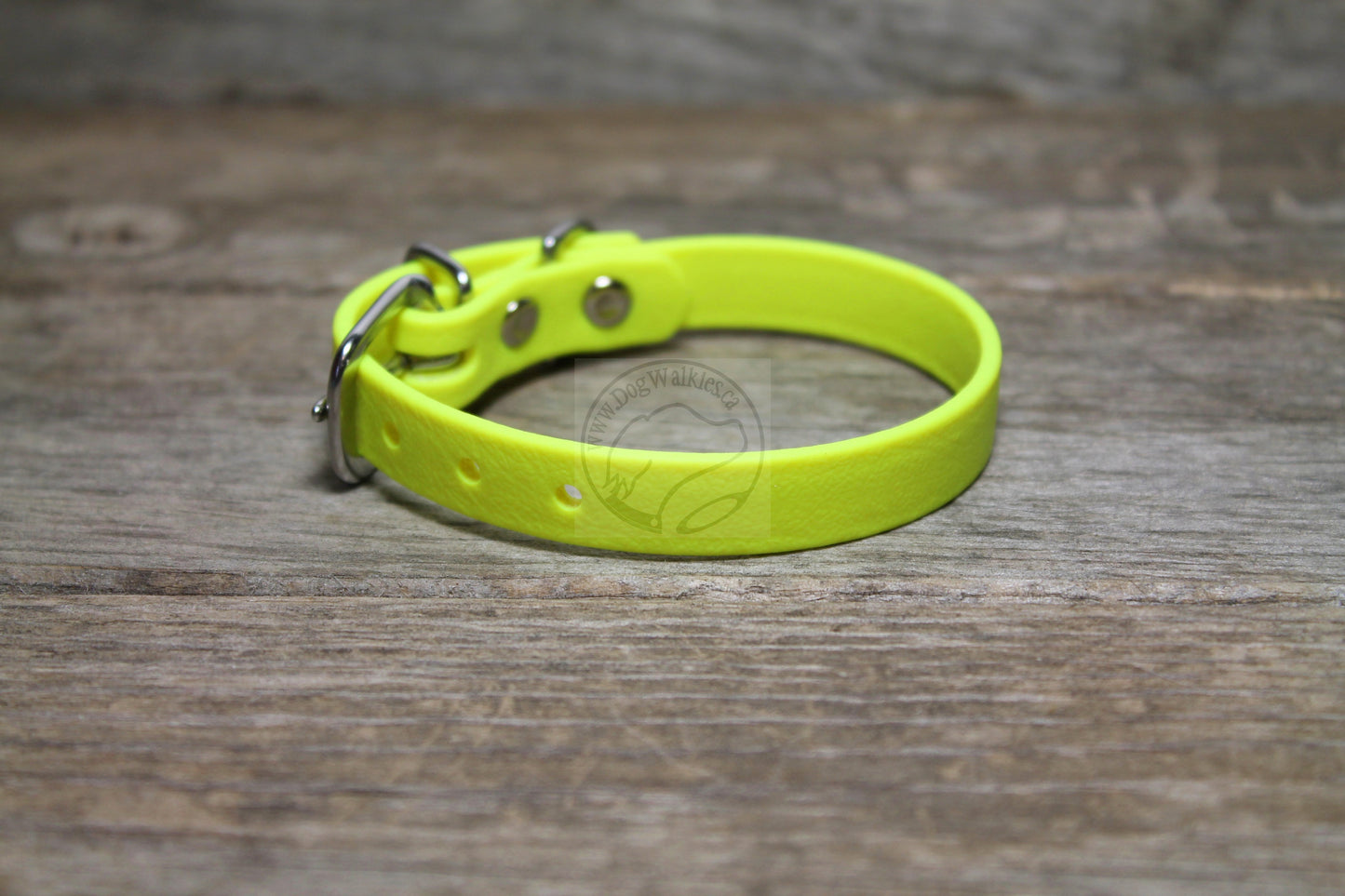 Neon Yellow Biothane Small Dog Collar - 1/2" (12mm) wide